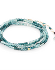 Teal Grandidierite Wrap Bracelet-Necklace - 14k Gold + Teal Grandidierite