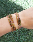 Watermelon Tourmaline Wrap Bracelet-Necklace - 14k Gold + Watermelon Tourmaline