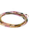 Watermelon Tourmaline Wrap Bracelet-Necklace - 14k Gold + Watermelon Tourmaline