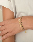 Hand-Tied Natural Gemstone Bracelet - 14k Yellow Gold / Rainbow Sapphire
