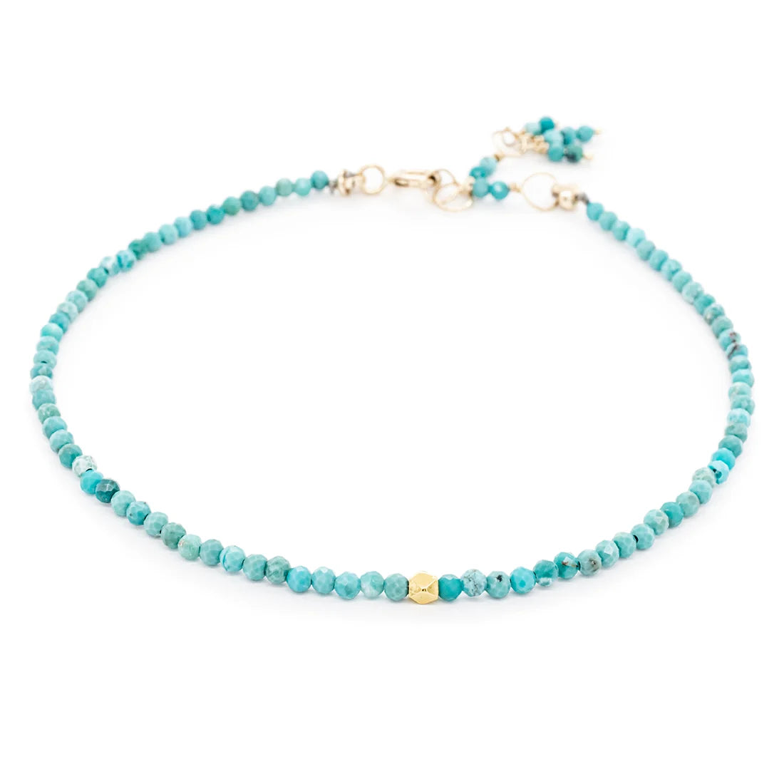 Single Wrap Gemstone Bracelet - 14k Yellow Gold + Turquoise