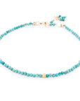 Single Wrap Gemstone Bracelet - 14k Yellow Gold + Turquoise