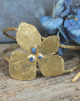 Big Bloom Cuff - Brass + Blue Sapphire