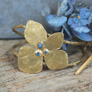 Big Bloom Cuff - Brass + Blue Sapphire