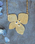 Big Bloom Solo Pendant - Brass + Blue Sapphire