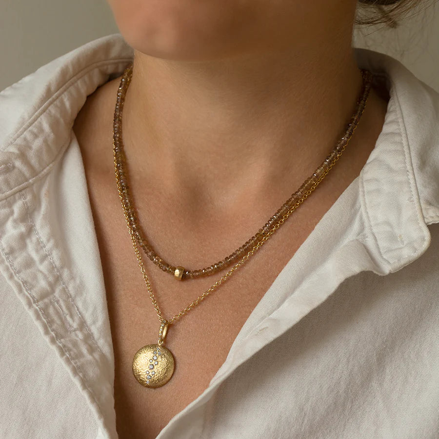 Natural Gemstone Boulder Bead Necklace - 18ky + Spinel