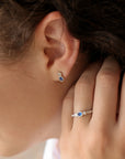 Oval + Round Studs - Sapphire