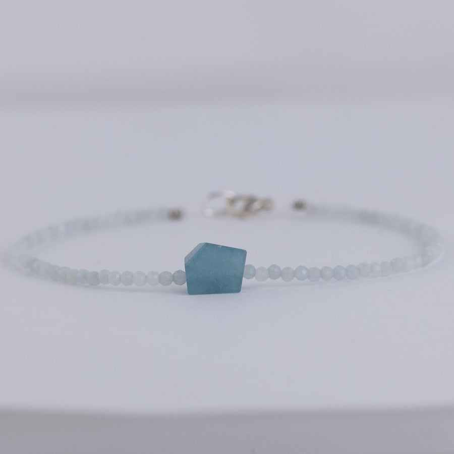 Aquamarine + Aquamarine Beaded Bracelet