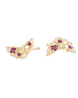 Lune Studs - 14ky Gold + Ruby