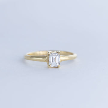 Reservoir Solitaire Emerald Cut Ring - 18ky + Diamond