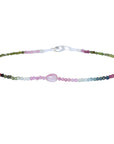 Watermelon Tourmaline + Light Pink Beaded Bracelet