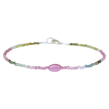 Watermelon Tourmaline + Medium Pink Tourmaline Beaded Bracelet