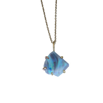 Australian Opal Medium Stone Necklace - 14k -18k Gold Mix + Opal
