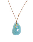 Amazonite + Rainbow Moonstone Drop  Drop Necklace - 18k Gold