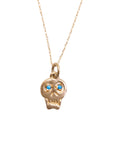Charmed Skull Turquoise Necklace -  14k Gold