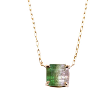 Green Tourmaline Rock Candy Necklace - 14k Gold