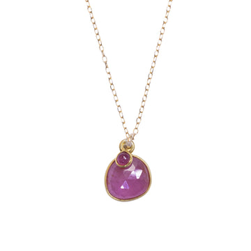 Sapphire + Ruby Drop Necklace - 18k/14k Gold