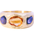 OOAK Hand Carved Tapered Ring - 18k Gold + Sapphires