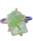 Peridot Medium Stone Ring - 14ky Gold + Oxidized Silver
