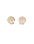 Skull Stud Earrings - 14k Gold + Diamonds
