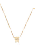 Owl + Moon Necklace - 14k Gold + Diamonds