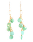 OOAK Chrysoprase Cluster Drop Earrings - 14k Gold-Fill