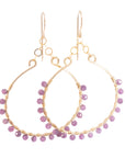 OOAK Ruby Wrapped Hoop Earrings - 14k Gold-Fill
