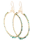 OOAK Turquoise Wrapped Hoop Earrings - 14k Gold-Fill