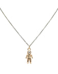 Astronaut Diamond Necklace - 14ky Gold + Oxidized Silver