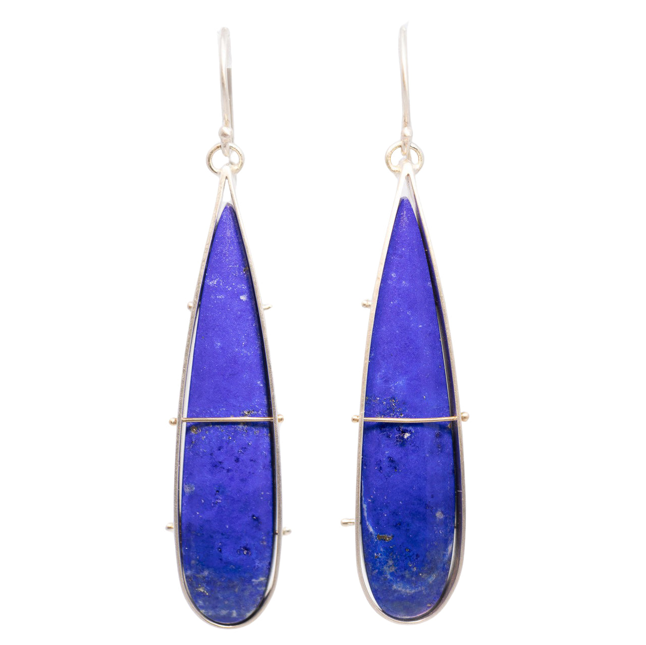 Lapis Earrings -  Sterling Silver, 14k Gold + Lapis