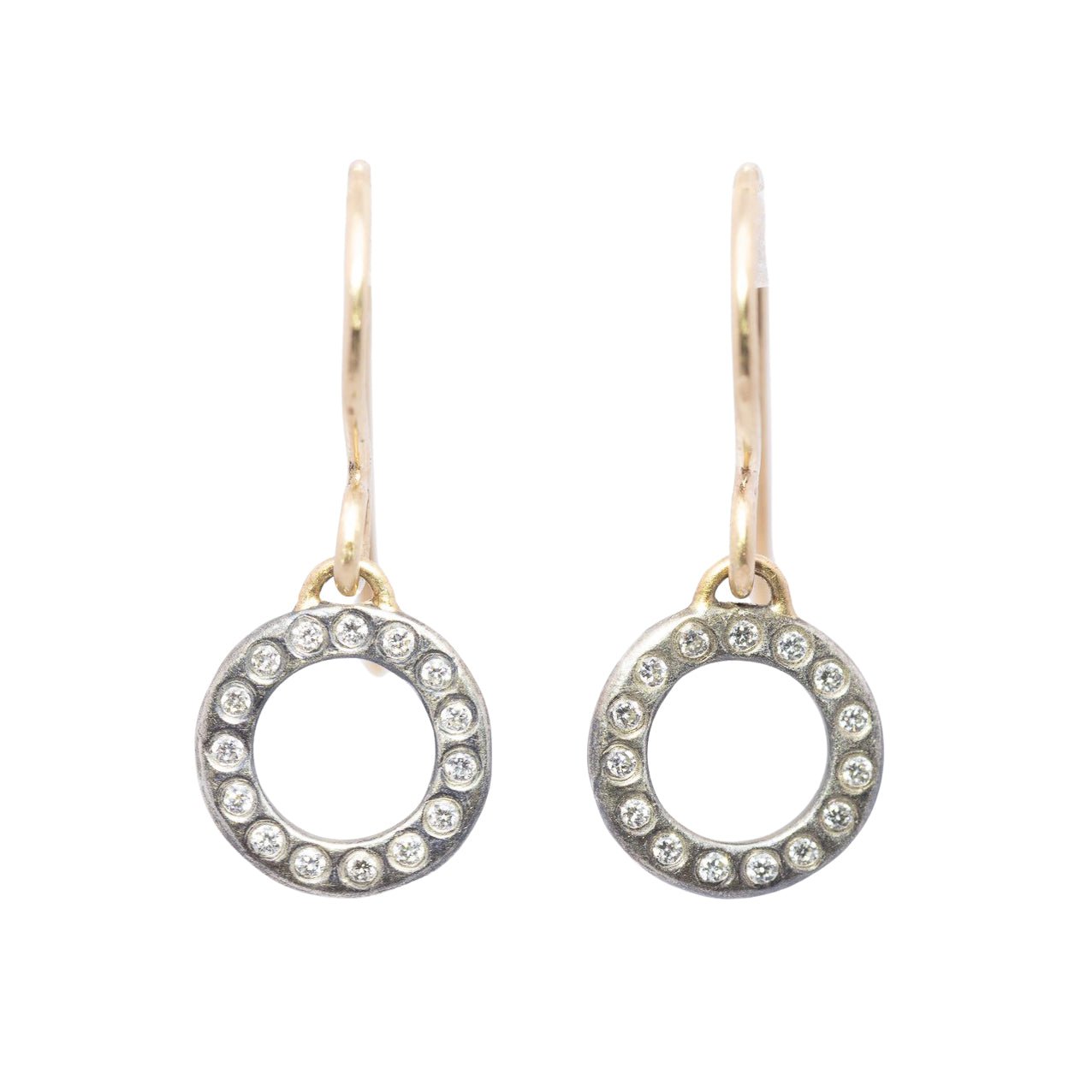 Petite Black + Gold Diamond Drops - 14ky Gold + Oxidized Silver - KMJ Kate Maller Jewelry Jewelry - Earrings