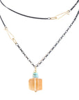 Iron Quartz and Turquoise Pendant - 18k Gold