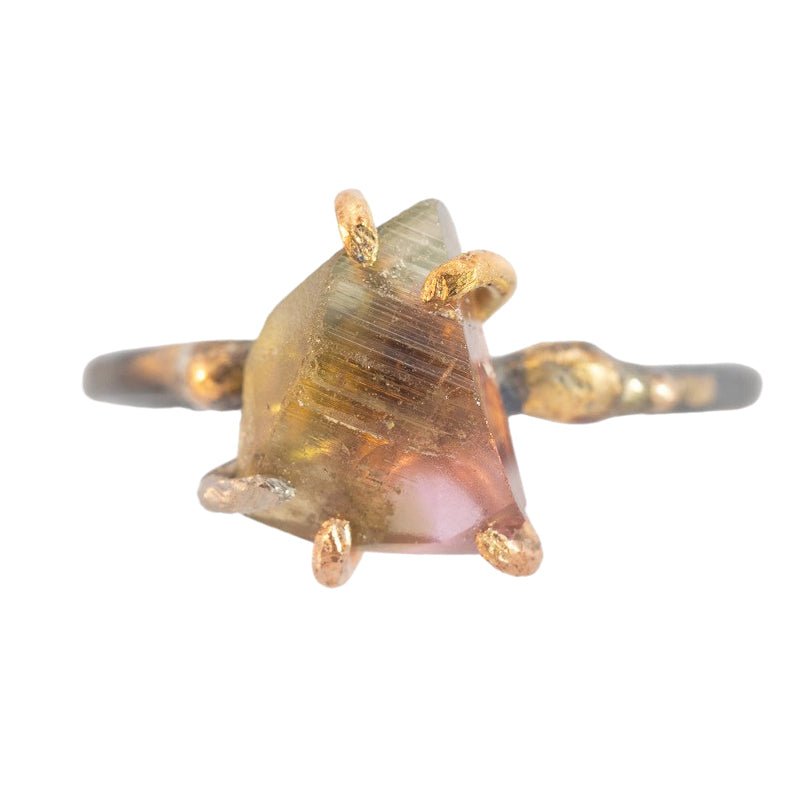Bi-Color Tourmaline Ring - 18ky Gold, 14k Yellow, Rose + White Gold - KMJ Variance Objects Jewelry - Rings
