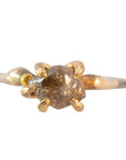 Rough Cognac Diamond Ring - 14ky Gold + Oxidized Silver - KMJ Variance Objects Jewelry - Rings