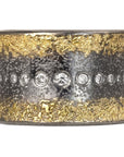 Flared Spring Ring - 22k Gold, Oxidized Silver + Reclaimed diamonds