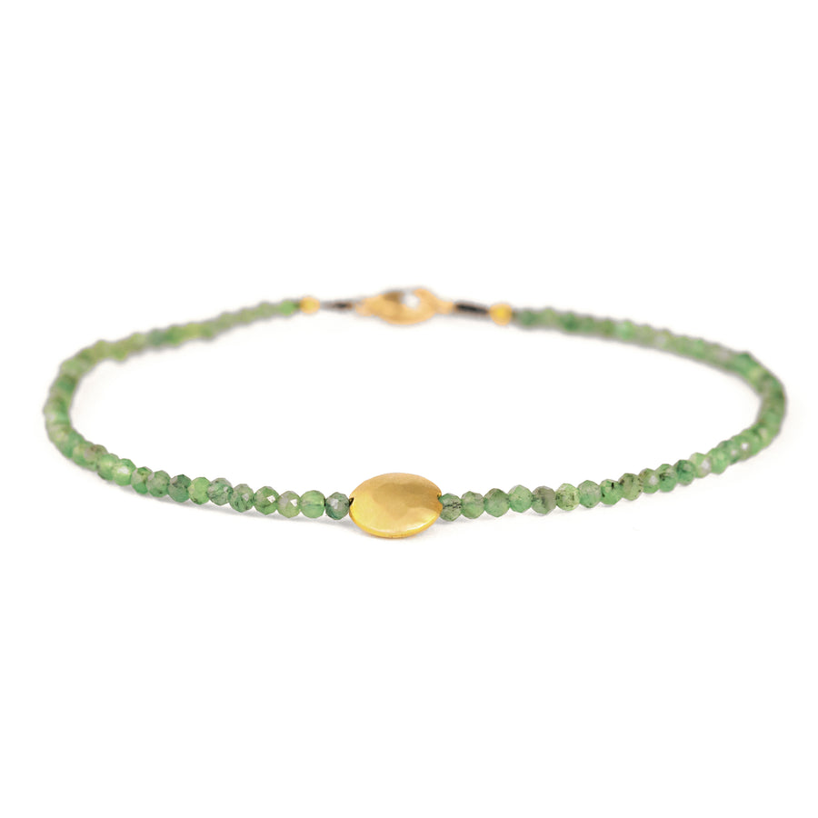 Emerald + 18ky Round Bead Bracelet - 18ky