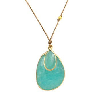 Amazonite + Aquaprase Drop Necklace - 14ky