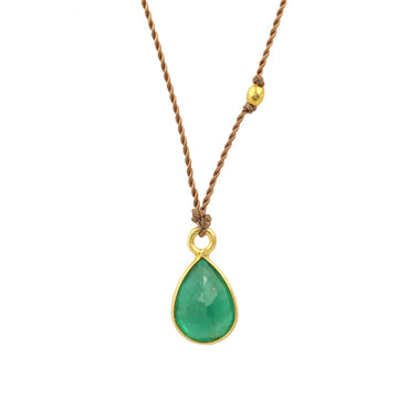 Emerald Pear Drop Necklace - 18ky