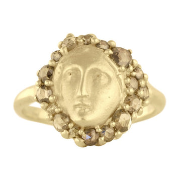 Gaia Goddess Ring - 14k Gold + Diamond