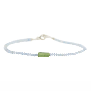 Aquamarine + Tourmaline Single Stone Bracelet