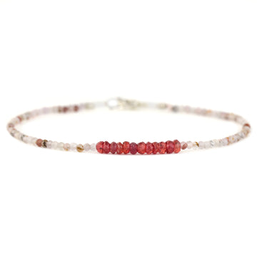 Red Rutilated Quartz + Sapphire Bracelet