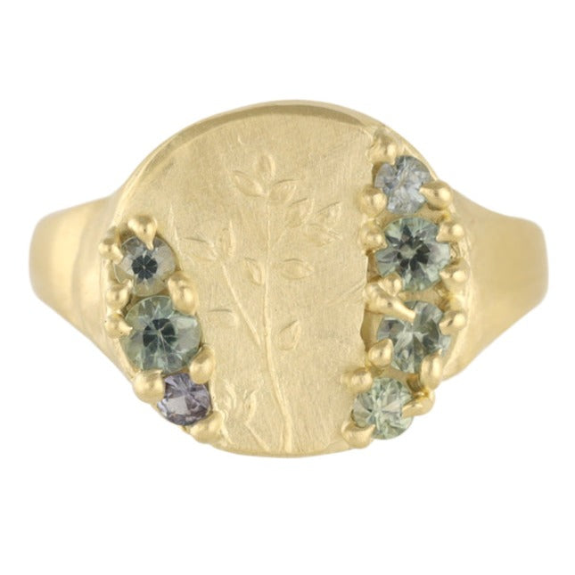 Golden Laurel Ring - 14k Gold + Sapphires 6.5