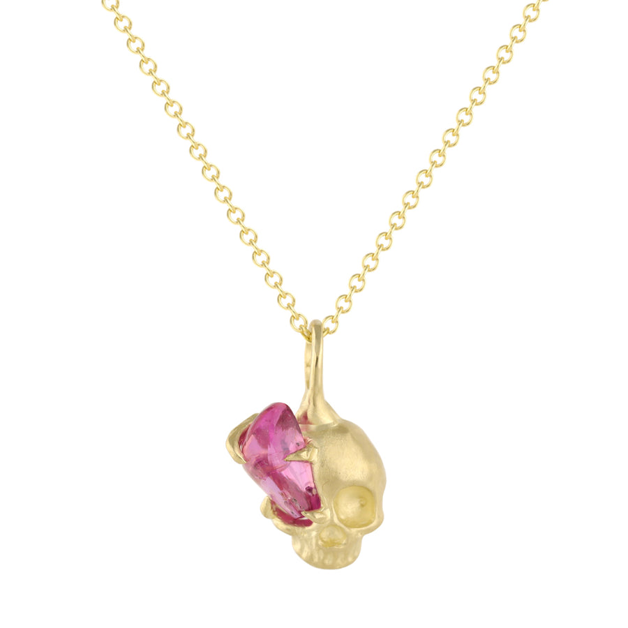 Sapphire Skull Necklace - 14k Gold + Sapphire