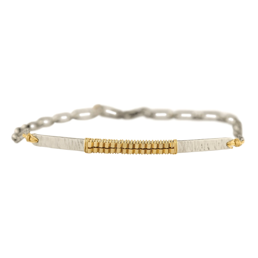 Bar Chain Bracelet - Oxidized Silver, 14k Gold Fill