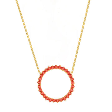 Flamingo Circle Necklace - 14k Gold Fill + Crystal