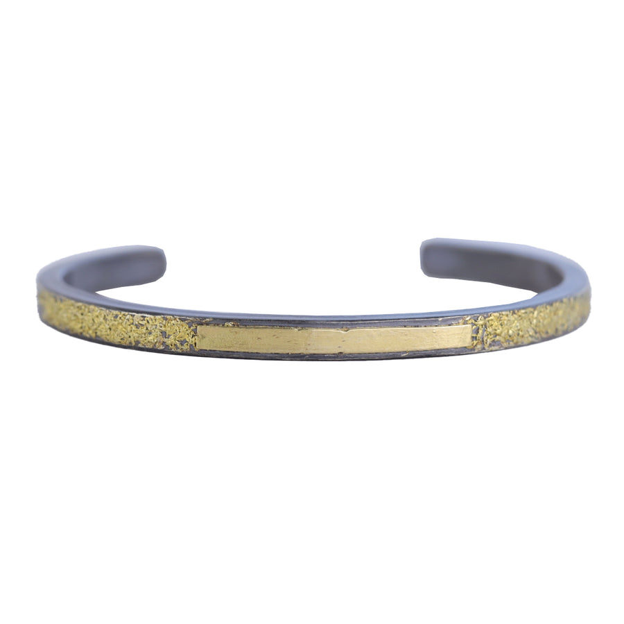 Warrior Skinny Cuff  - 22k/18k Gold + Oxidized Silver