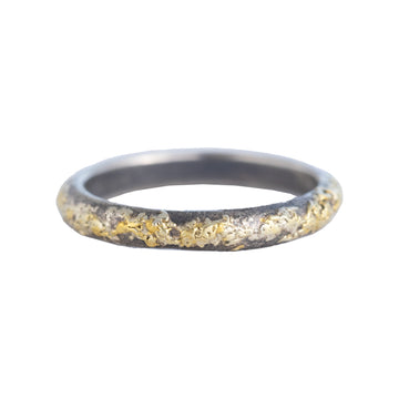 Half Round Band - 22k Dusted - 22k Gold + Oxidized Silver