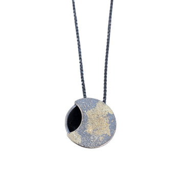 Mini Eclipse Necklace - 18k Gold + Oxidized Silver