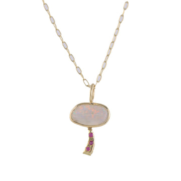 Australian Opal Mushroom Necklace - 18k Gold