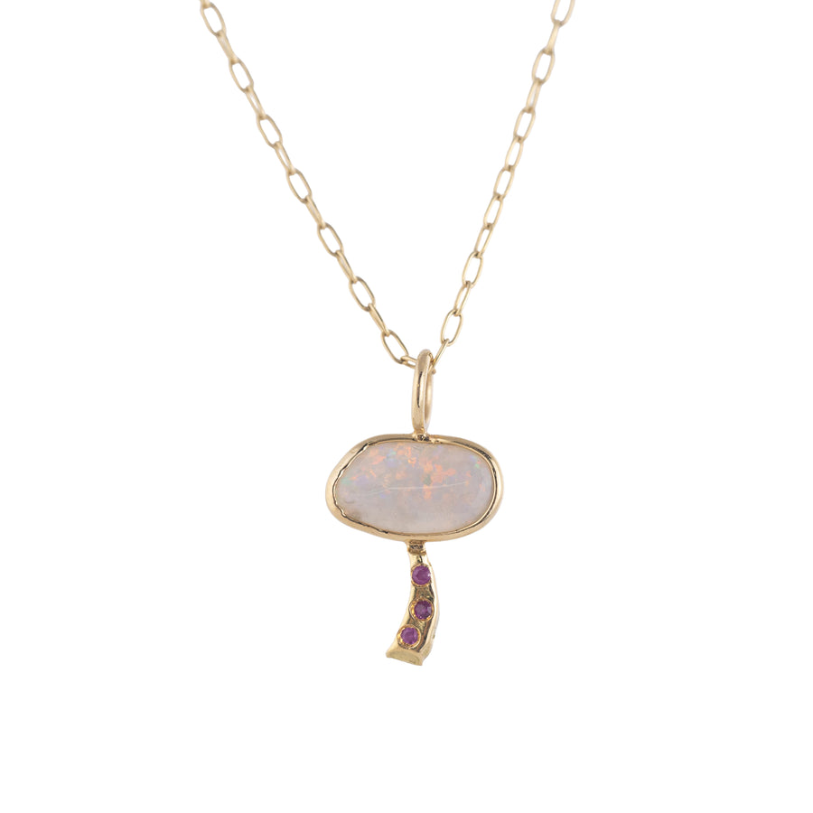 Australian Opal Mushroom Necklace - 18k Gold